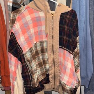 Oli & Hali Pink and Blue Off-the-Shoulder Sweater